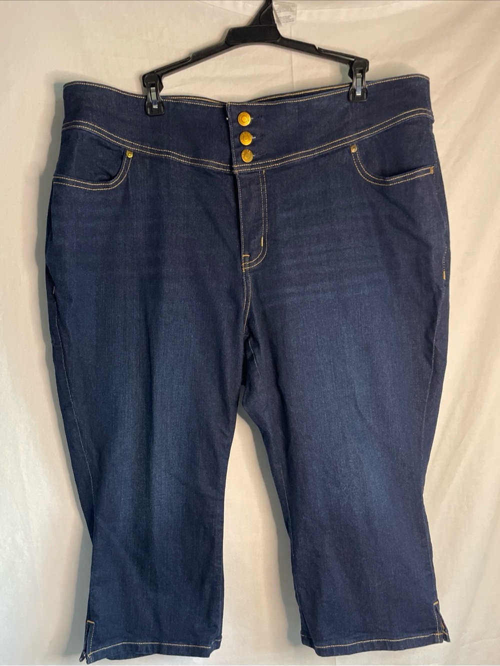 Lane Bryant Denim Capri Jeans Womens 20 Dark Wash 3 Button Stretch Plus Size - Picture 2 of 10